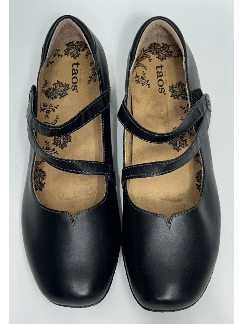 NEW Taos Banter Flats Leather Double Mary Jane Strap Black Women 8.5 MSRP $165